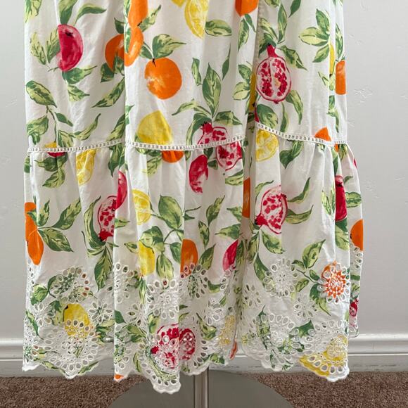 Nobody's Child Isla Fruit Print Midaxi Dress Puff Sleeve Novelty Colorful Size 6 - Picture 12 of 16